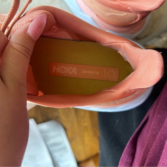 Hoka Women's Coral and White Athletic Shoes - Picture 7 of 9